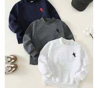 3 Stücke/Set Kinder Junge Herbst Winter süß lässig vielseitig gestrickt Langarm Grau & Blau Sweatshirt All-Match Sweatshirt Multipack