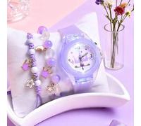 3 Stücke /Set Weiche Silikon Armband Krone Prinzessin Mode Kreativ Beleuchtung Quarz Armbanduhr, Anhänger Armband Schmuckset, Geschenk für Tochter