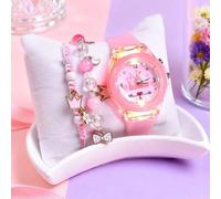 3 Stücke/Set weiches Silikon Armband Krone Prinzessin Mode kreative Beleuchtung Quarz Uhr, Anhänger Armband Schmuckset, Geschenk für Tochter