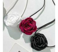 3 Stücke vintage modischer Kamelia Seidenband Halskette, Satinrosen Choker Halskette, modernes Blumen Schmuckset für Partys, elegantes Frauenkleidung