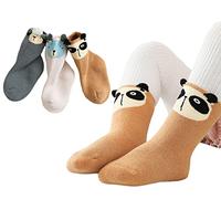 3 Sück Baby Jungen Mädchen Dicke Winter Babysocken mit Tier Muster Frottee Plüsch Warme Socken für Kind Neugeborene 0-36 Monate Thermo Baumwolle Baby Socken Geschenk zur Babyparty