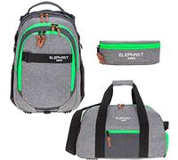 3 Teile Set Elephant Schulrucksack Hero Signature Rucksack + Sporttasche + Mäppchen 12723 (Two Tone Green (grau/grün))