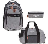 3 Teile Set Elephant Schulrucksack Hero Signature Rucksack + Sporttasche + Mäppchen 12723 (Two Tone Grey (grau/anthrazit))
