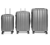 3-Teilig ABS Hartschalenkofferset Trolley Koffer Rollensystem Hartschale Reisekoffer mit 4 Doppelräder Grau