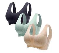 3 Teilige Nahtlose Spitzen BH für Damen Kabellose Sport BH Ohne Stahlring Übergröße Sexy Unterwäsche Multipack Push Up Spurlose Bralettes Workout Fitnessstudio Laufen Crop Weste Tops