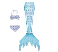 3-Teiliger Badeanzug Damen eerjung rauen losse Bikinihose und Neckholder Bikinitop Set Sexy Bikinis Bademode Fischschuppen Druck Badeanzüge Swimsuit eerjung rauen Badebekleidung (Blau, M)