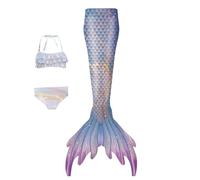 3-Teiliger Badeanzug Damen eerjung rauen losse Bikinihose und Neckholder Bikinitop Set Sexy Bikinis Bademode Fischschuppen Druck Badeanzüge Swimsuit eerjung rauen Badebekleidung (Navy, S)