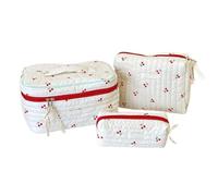 3-teiliges Reise-Make-up-Taschen-Set mit Blumendruck, Kosmetik, Hand-Kulturstift, große Kapazität, zum Waschen, e, A01, Mass Beauty