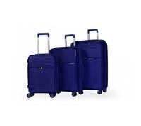 3-tlg. Hartschalenkofferset aus leichtem Kunststoff Koffer mit vier Doppel-Rädern Dunkelblau