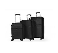 3-tlg. Hartschalenkofferset aus leichtem Kunststoff Koffer mit vier Doppel-Rädern Schwarz