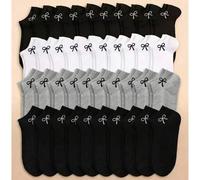 30/20/15/10/6/5/3 Paar Damen Schleife Schwarz Weiß Grau Kurze Socken, modische minimalistische kurze Socken