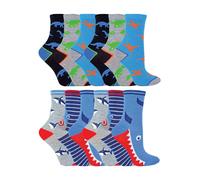 (30-36, Paket 1 (Haie und Dinosaurier)) Sock Snob - 12er Pack Kinder Lustige Sneaker Socken | Sock Snob | Neuheit Bambus Socken