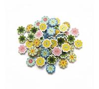 30 edle Holzknöpfe mit Blumenmotiv 20x20mm bunt 2-Loch rund Knopf Knöpfe Holzknopf zum basteln nähen scrapbooking Jackenknöpfe Blumenform Bastelknöpfe