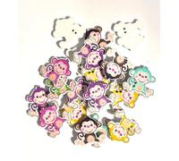 30 lustige Holzknöpfe 28x29mm Motiv Affe Affenform bunt 2-Loch-Knöpfe à 2mm je Loch zufälliger farblicher Mix Bastelknöpfe Knöpfe zum annähen nähen aufnähen basteln scrapbooking