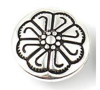 30 Metallknöpfe Ø 12 mm in Antiksilber mit Blumenmuster - Runde Ösenknöpfe aus robuster Zinklegierung, 2 mm Lochgröße, hochwertige Vintage Knöpfe zum Nähen, Basteln & Handarbeiten