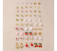 30 Paar gemischte Ohrstecker-Set mit Frucht-, Blumen- und Meereslebens-Motiven, geeignet für Teenager-Mädchen