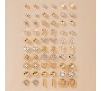 30 Paar Metall Strass Herz Blume Kirsche asymmetrische geometrische Ohrstecker Set, Lässig Urlaubs Geschenk