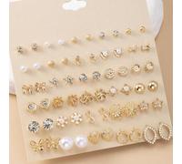 30 Paar modische minimalistische Blumen-, Schmetterlings- und Herzförmige Ohrstecker, geeignet für Alltag, Arbeit, Urlaub, als Geschenk