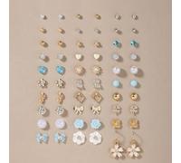 30 Paar modische minimalistische Damen Ohrstecker, Schleife, Blume, herzförmig, sortiertes Ohrring-Set für Alltag, Lässig, Ausgehen und Dates