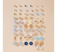 30 Paar modische minimalistische Damen-Ohrstecker, süße Gänseblümchen, Herzen, asymmetrische geometrische Formen, Kunstperlen-Ohrringe Set, geeignet f