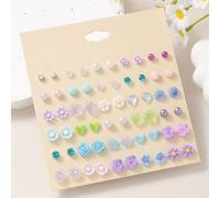 30 Paar modische minimalistische süße Damen Ohrstecker Set, Blumen Herz Strass Kunstperle nicht wiederholendes Muster Ohrringe, Geschenk für tägliche