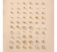 30 Paar Ohrstecker mit Herzen Design, Strass Dekor