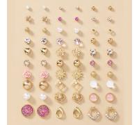 30 Paar Ohrstecker mit Strass Dekor,