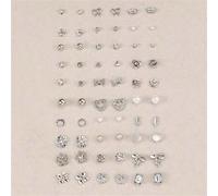 30 Paar/Set Mädchen Silber Perle Schleife, Stern, Blume, geometrisch, Krone Ohrstecker Schmuckset, geeignet für tägliche Dekoration