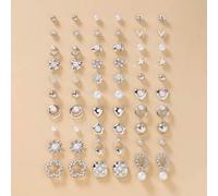 30 Paar sortierte süße Herz- & Blumen-geometrische Ohrringe Set, vielseitig für Casual, Date, Bürokleidung, zarte Ohrstecker, ideales Geschenk für Fre