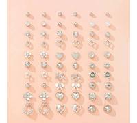 30 Paar zarte kleine Ohrstecker Set, sortierte Stile inklusive Stern, Herz, Quadrat, geometrisch, Blumen, Schleife Designs, geeignet für täglichen All