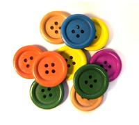 30 Premium Holzknöpfe 20mm (2,0cm) bunt rund gefärbt im zufälligen farblichen Mix Vierlochknöpfe a 1,75mm je Loch - 4-Loch-Knöpfe zum basteln nähen annähen Bastelknöpfe