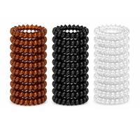30 Prisma Spiral-Haargummis Damen - 10× Havanna, 10× Schwarz, 10× Transparent - Telefonkabel Haargummis ohne Ziepen - Haarschonend - Ø 3,6 cm