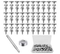 30 Sätze Druckknöpfe Metall Set zum Anschrauben Edelstahl, Metall Edelstahl Druckknopf Set, Leinwand Druckknopf Schraubemit 2 Fixierwerkzeug für Planen, Schiffe, Möbel, Segeltuch, Autozelte (15mm)