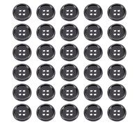 30 Stück 12,5 mm runde Metall-Nähknöpfe 4 Löcher Mantelknöpfe Anzug Hemd Knöpfe kleine flache Rückseite Handwerk Knöpfe Kleidung Dekoration Knöpfe Jacke Hose Knöpfe Ersatz schwarz