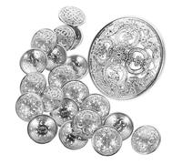 30 Stück Antike Silberne Nähknöpfe aus Legierung, Runde Zierknöpfe | Gravierte Blumenmuster, Hohl Gearbeitet, 23mm Größe, für Jacken, Mäntel und Bastelprojekte