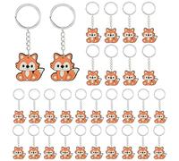 30 Stück Fuchs Schlüsselanhänger Schultasche Dekor Kinder Anhänger Rucksack Fuchs Mitbringsel Silikon Tierschlüsselanhänger Partyzubehör Kindergeburtstag Klein Geschenk Deko für Mädchen Junge