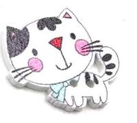 30 Stück Holzknöpfe Katze 22 x 24 mm, verschiedene Farben, 2 Löcher Knöpfe 2-Loch Holzknopf bunte Knöpfe zum basteln, nähen, annähen an Kinderkleidung