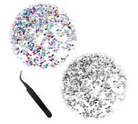 3000 Farbenfrohe Strasssteine Und 1 Stück Pinzetten, Süße Mini -Strasssteine, Nagelkunst -Ornamente, Diy -Nagelkunst.
