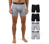 32 Degrees Coole Herren-Boxershorts, schnelltrocknend, mit komfortablem, elastischem Bund, 4 Stück, 2 Schwarz/2 Icy Grey Heather, X-Large