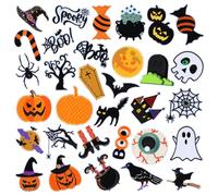 32 Stück Halloween Bügelbilder Boo Kür ledermaus Geist Nähen auf bestickte Applikation Reparatur Patch DIY Handwerk Festliche Geschenke für Kleidung Hut Hemd Tasche Jeans DIY Dekorationen