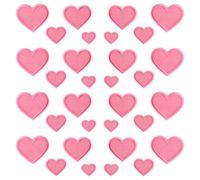 32 Stück Rosa Herz Patches zum Aufbügeln, Herz Stickerei Aufnäher Mini Aufnäher zum Aufbügeln Gestickte Patche für Kleidung Hüte Rucksäcke DIY Dekorationszubehör