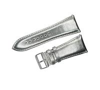 32mm Männer Large Size Uhrenarmband Kalb echtes Leder Armband Edelstahl Dornschließe Uhrenarmband Silber, 32mm