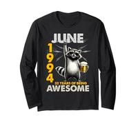 32nd Birthday Raccoon Beer June 1994 Vintage 32 Years Old Langarmshirt