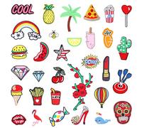 32Pcs Hippie Iron on Vintage Patches,Bestickte Aufnäher Leuchtende Farben,Niedliches Cartoon Muster,Bügelflicken Kinder,Bügelpatches Kleidung Für Rucksack, Jacke, Jeans, Hemd & DIY Crafts