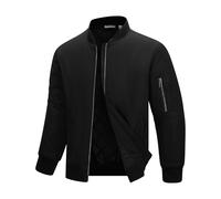 33,000ft Bomberjacke Herren Wasserdichte Winddichte Übergangsjacke Leichte Blousonjacke Fliegerjacke Herbst Winter Jacke mit 4 Taschen Schwarz/Grau M