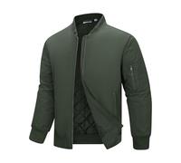 33,000ft Bomberjacke Herren Wasserdichte Winddichte Übergangsjacke Leichte Blousonjacke Fliegerjacke Herbst Winter Jacke mit 4 Taschen Armeegrün XXL