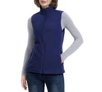 33,000ft Damen Fleece Weste Jacke Standkragen Ultraleicht Outdoor Westen Tops mit Taschen Reißverschluss Gilets Damenweste Navy Blau 38
