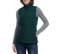 33,000ft Damen Fleece Weste Jacke Standkragen Ultraleicht Outdoor Westen Tops mit Taschen Reißverschluss Gilets Damenweste Dunkelgrün 52