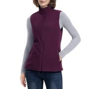 33,000ft Damen Fleece Weste Jacke Standkragen Ultraleicht Outdoor Westen Tops mit Taschen Reißverschluss Gilets Damenweste Dunkelrot 34