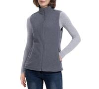 33,000ft Damen Fleece Weste Jacke Standkragen Ultraleicht Outdoor Westen Tops mit Taschen Reißverschluss Gilets Damenweste Dunkelgrau 34